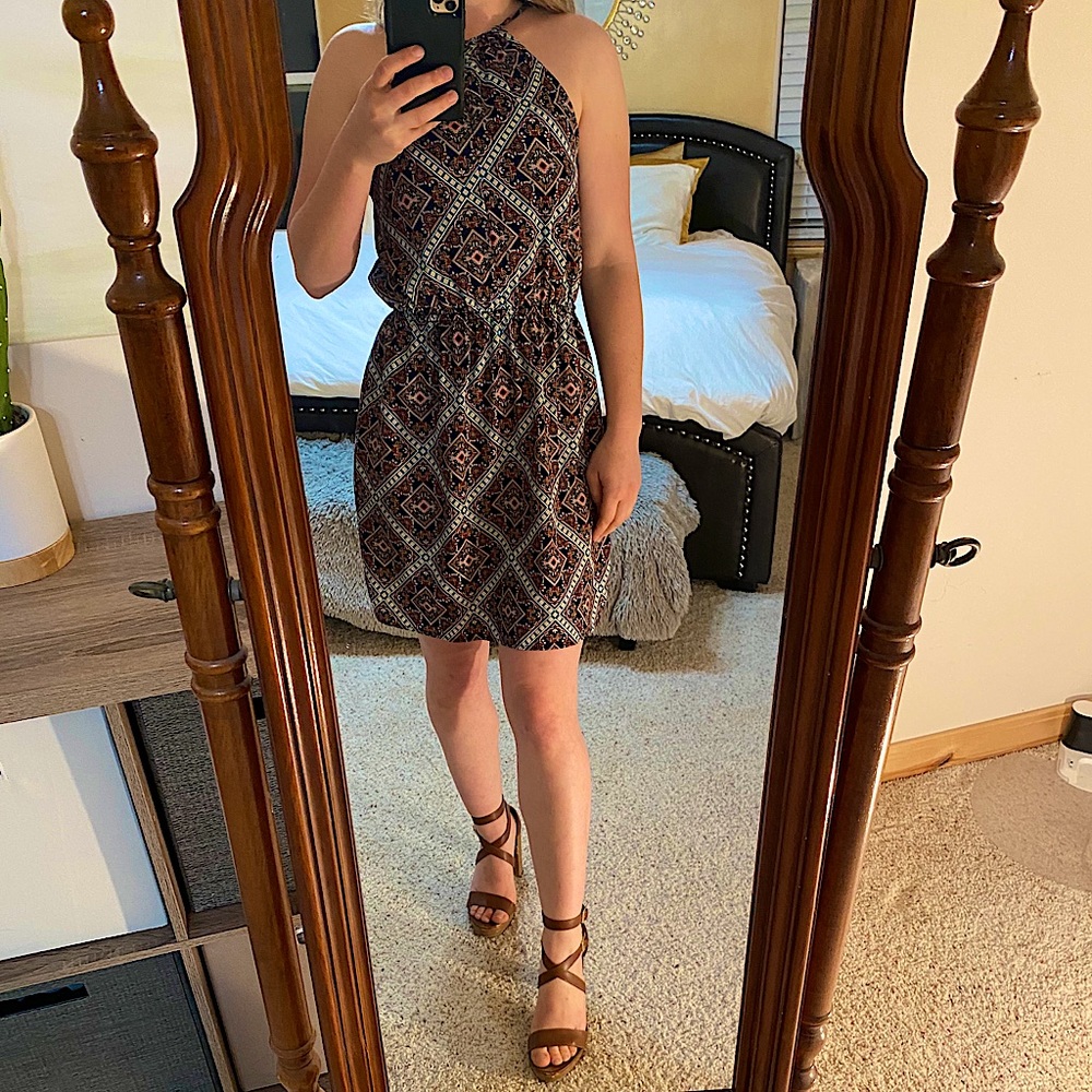 Patterned Halter Dress